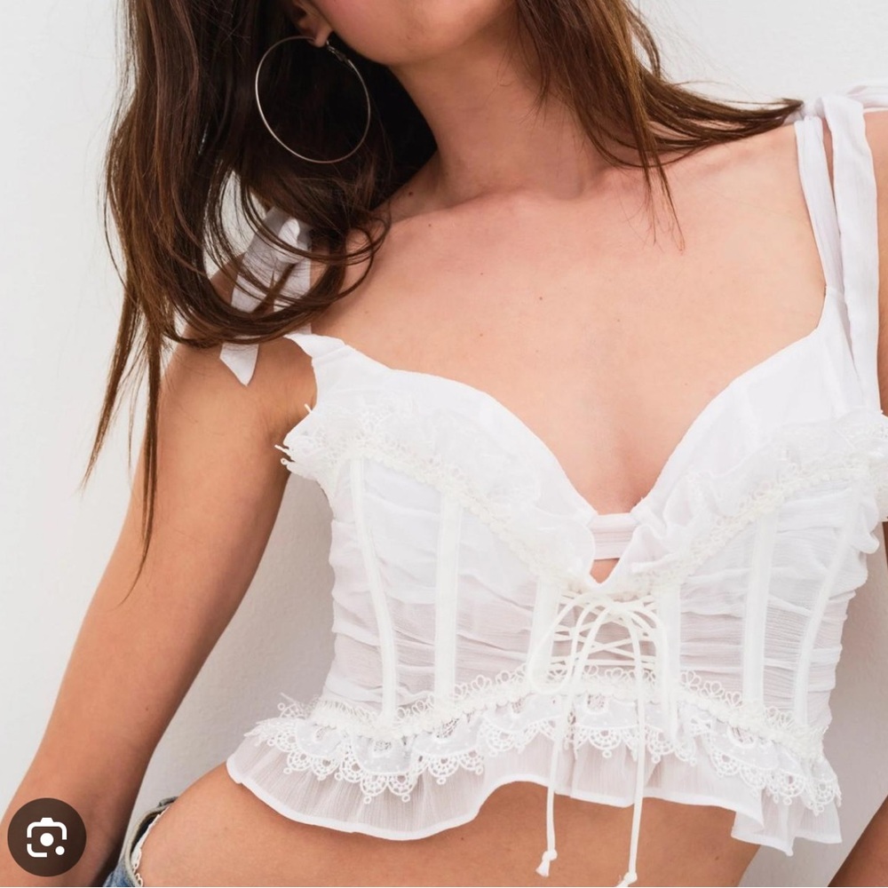 For Love & Lemons Farmhouse Floral Bustier White